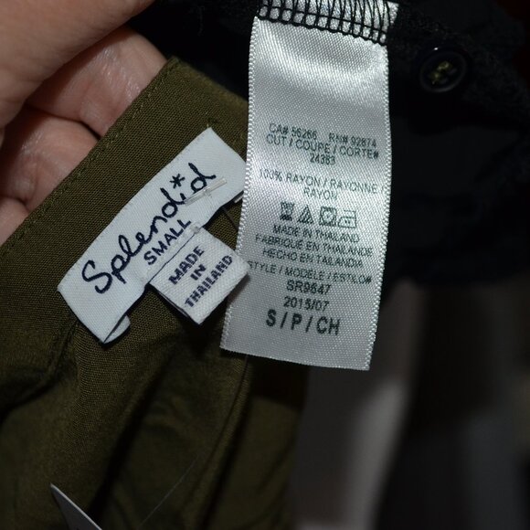 Sz S Splendid Army Green Black Rolled Sleeve Shorts Romper - Picture 6 of 6